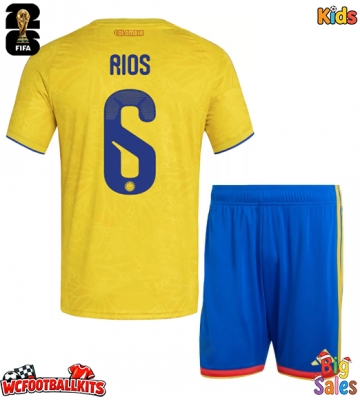 Colombia Richard Rios #6 Replica Home Stadium Kit for Kids World Cup 2026 Short Sleeve (+ pants)